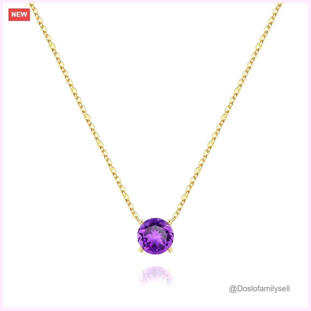 Dainty Gold Plated Birthstone Pendant Necklace Personalized Minimal Elegant Gift